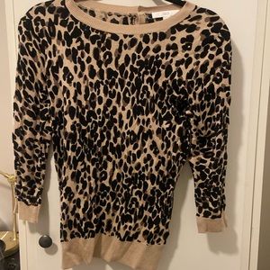 3/4 sleeve length sweater - leopard print